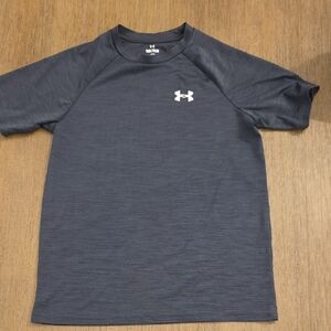 Under Armour Navy Heather Short Sleeve Athletic Tee with White Logo